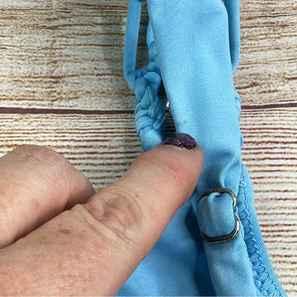 BECCA by Rebecca Virtue Single Strap Macrame Bikini TOP ONLY - BLUE - Picture 9 of 9